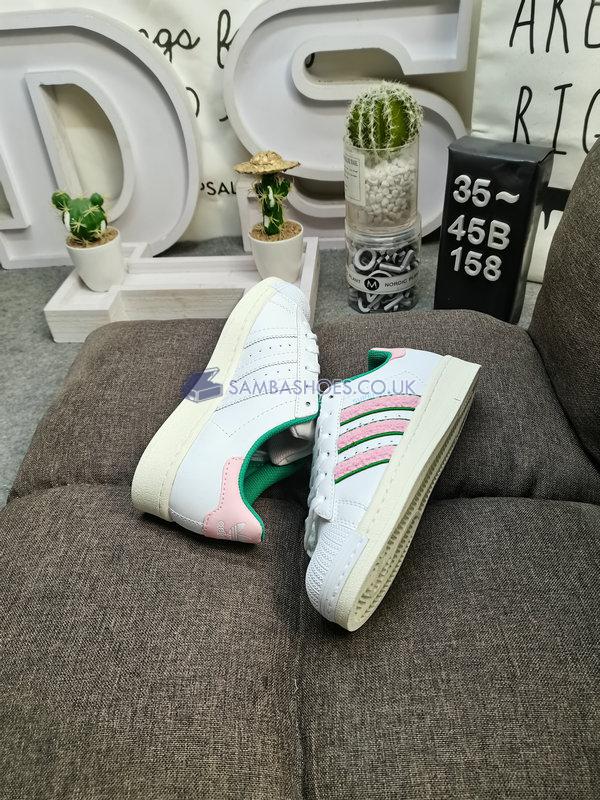 Adidas Superstar "White Pink Green Chenille" - Cloud White/Clear Pink/Semi Court Green - IF7611 Classic Originals Shoes