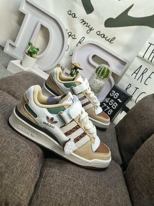 Adidas Forum Low "Snowflakes & Acorns" - Wild Brown/Off White/Linen Khaki - IF3884 Classic Originals Shoes