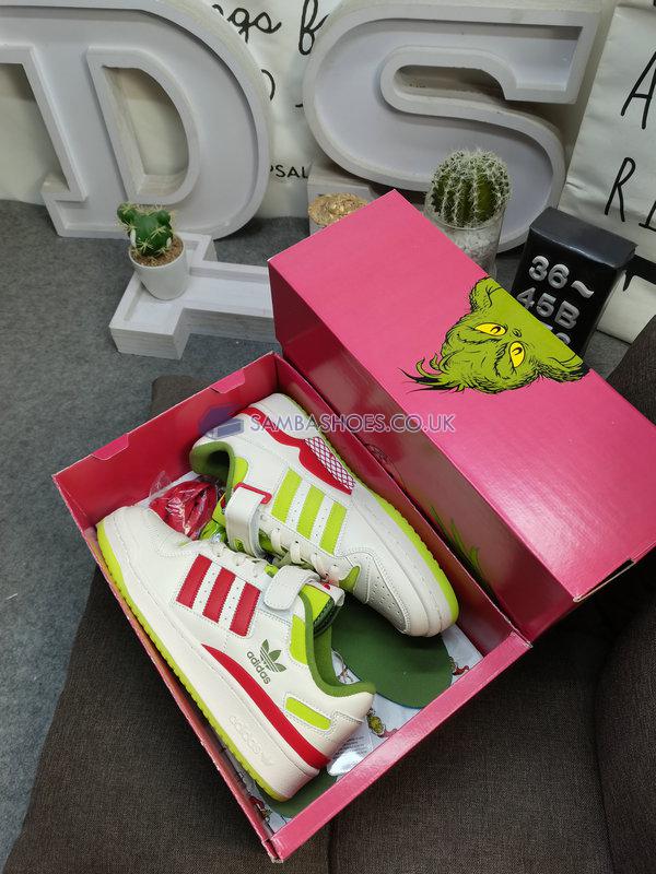 Dr. Seuss x Adidas Forum Low "The Grinch - Cream White" - Cream White/Collegiate Red/Solar Slime - ID3512 Classic Originals Shoes