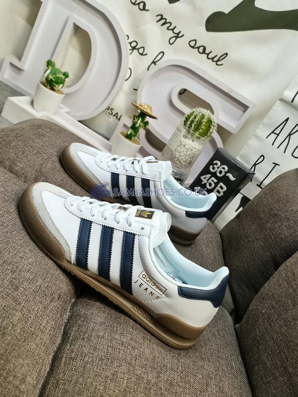 Adidas Jeans "White Navy Gum" - Cloud White/Collegiate Navy/Gum - FW6207 Classic Originals Shoes