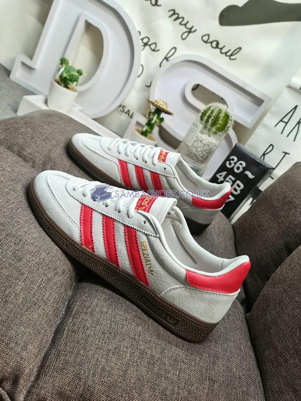 Adidas Handball Spezial "Grey Hi-Res Red" - Grey Two/Hi-Res Red/Gold Metallic - EF5747 Classic Originals Shoes