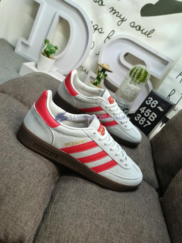 Adidas Handball Spezial "Grey Hi-Res Red" - Grey Two/Hi-Res Red/Gold Metallic - EF5747 Classic Originals Shoes