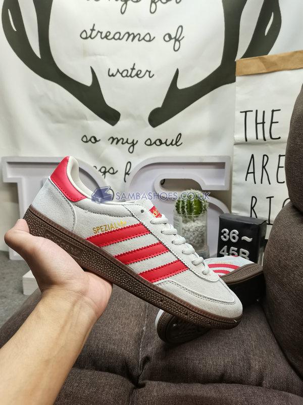 Adidas Handball Spezial "Grey Hi-Res Red" - Grey Two/Hi-Res Red/Gold Metallic - EF5747 Classic Originals Shoes