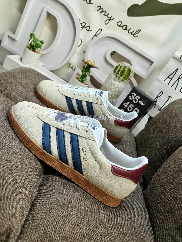 Adidas Gazelle "Off White Dark Blue Gum" - Off White/Dark Blue/Collegiate Burgundy - IE0546 Classic Originals Shoes