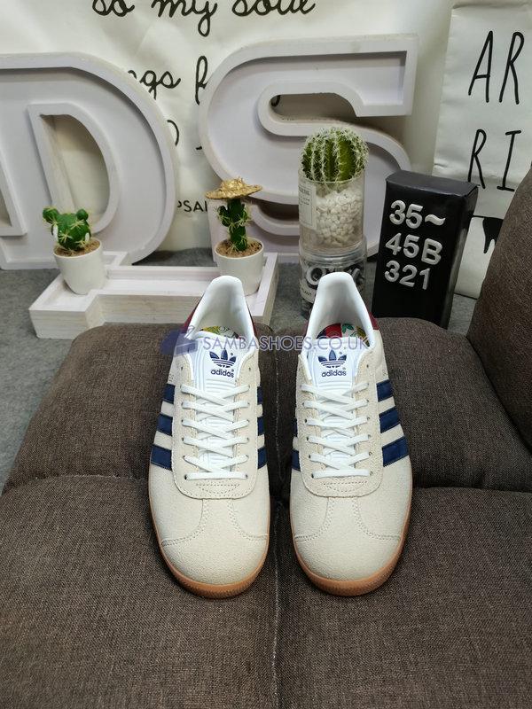 Adidas Gazelle "Off White Dark Blue Gum" - Off White/Dark Blue/Collegiate Burgundy - IE0546 Classic Originals Shoes