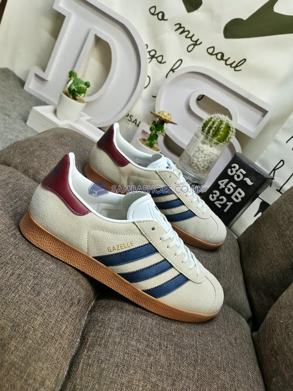 Adidas Gazelle "Off White Dark Blue Gum" - Off White/Dark Blue/Collegiate Burgundy - IE0546 Classic Originals Shoes