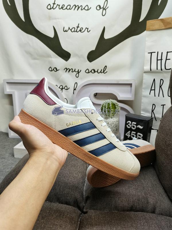 Adidas Gazelle "Off White Dark Blue Gum" - Off White/Dark Blue/Collegiate Burgundy - IE0546 Classic Originals Shoes