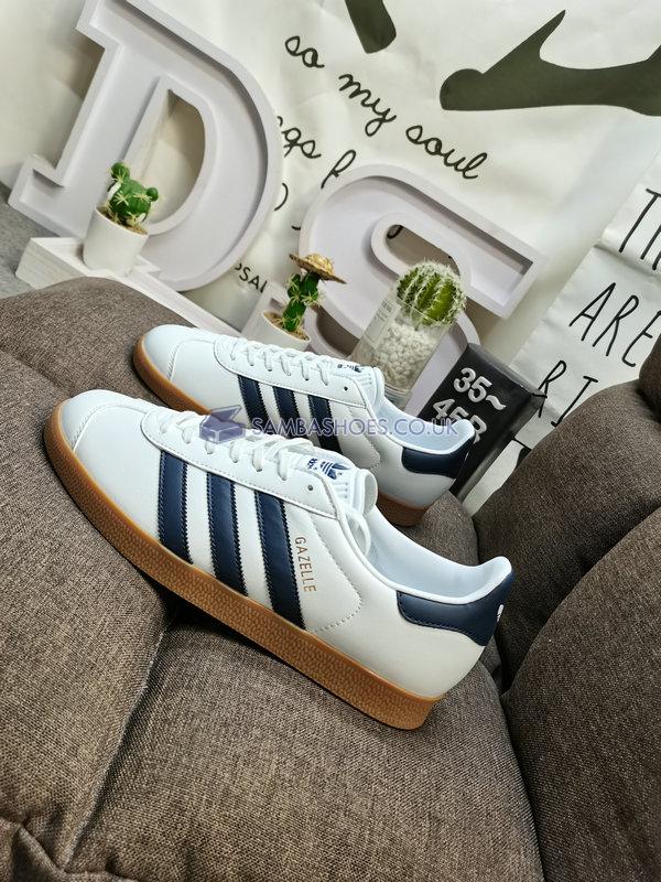 Adidas Gazelle Leather "Footwear White Navy Gum" - Footwear White/Navy/Gum - IG3507 Classic Originals Shoes