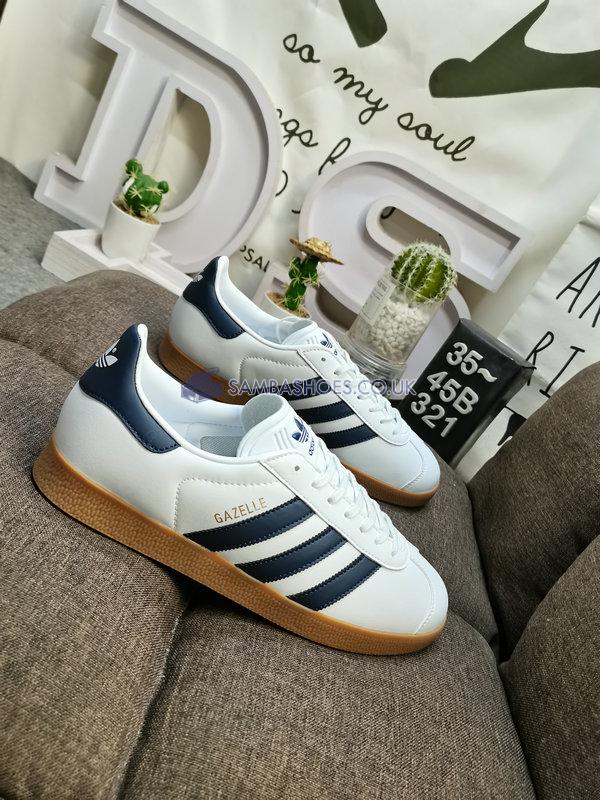 Adidas Gazelle Leather "Footwear White Navy Gum" - Footwear White/Navy/Gum - IG3507 Classic Originals Shoes