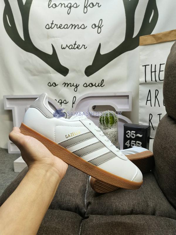 Adidas Gazelle Leather "White Grey Gum" - Footwear White/Grey/Gum - IG3508 Classic Originals Shoes