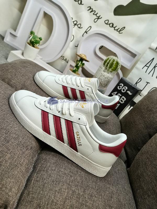 Adidas Gazelle Leather "Off-White Oxblood Red" - Off-White/Oxblood Red - CG7155 Classic Originals Shoes