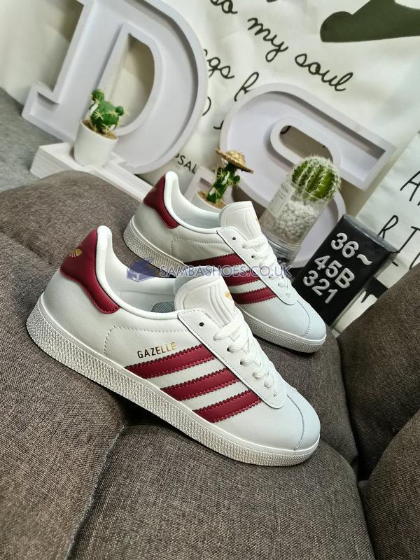 Adidas Gazelle Leather "Off-White Oxblood Red" - Off-White/Oxblood Red - CG7155 Classic Originals Shoes