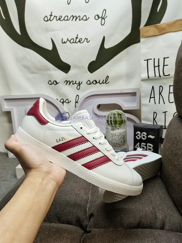 Adidas Gazelle Leather "Off-White Oxblood Red" - Off-White/Oxblood Red - CG7155 Classic Originals Shoes