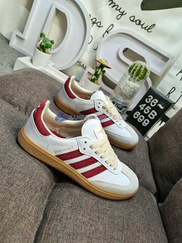 Sporty & Rich x Adidas Samba OG "White Core Burgundy" - Footwear White/Core Burgundy/Cloud White - IF5660 Classic Originals Shoes