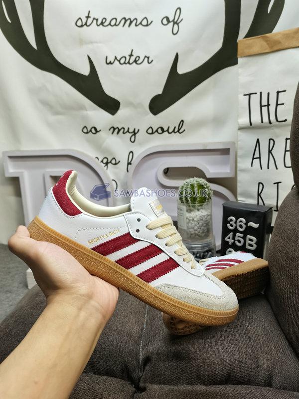 Sporty & Rich x Adidas Samba OG "White Core Burgundy" - Footwear White/Core Burgundy/Cloud White - IF5660 Classic Originals Shoes