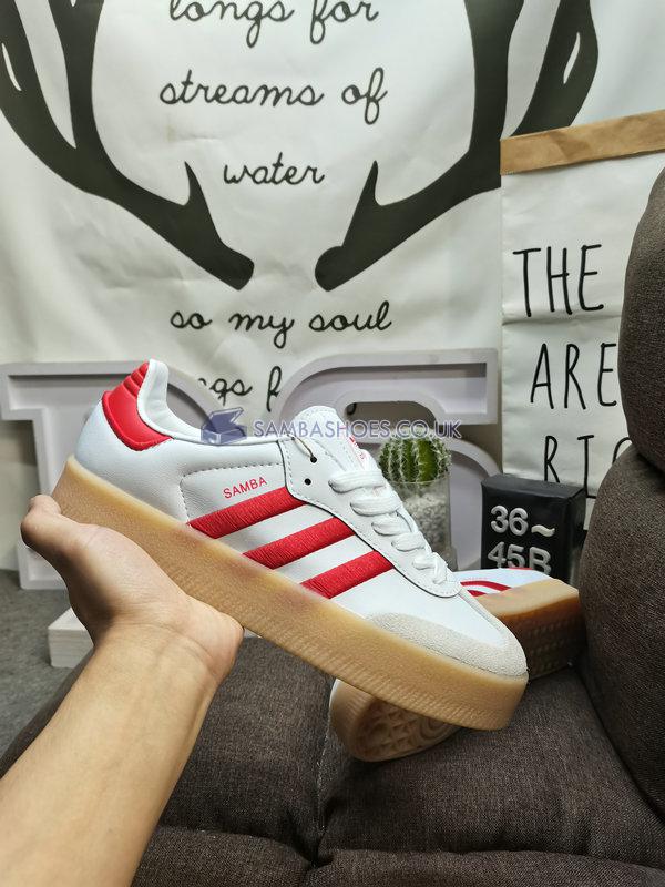 Adidas Sambae "White Scarlet Gum" - Cloud White/Better Scarlet/Cloud White - ID0438 Classic Originals Shoes