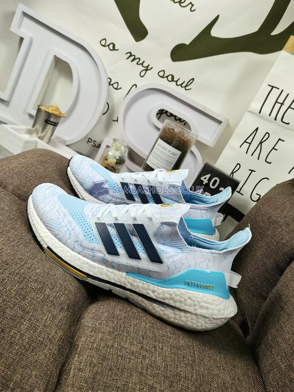 Adidas UltraBoost 21 "White Clear Blue" - Cloud White/Night Indigo/Clear Blue - GZ7120 Classic Running Shoes