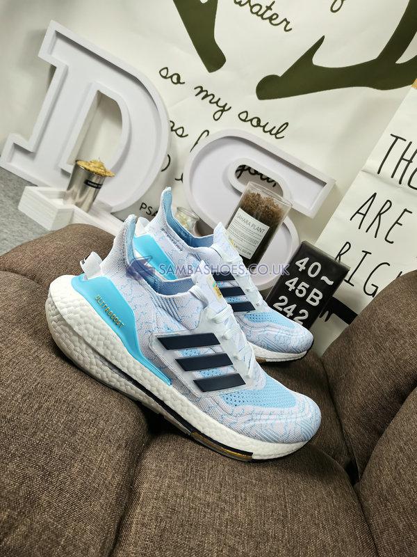 Adidas UltraBoost 21 "White Clear Blue" - Cloud White/Night Indigo/Clear Blue - GZ7120 Classic Running Shoes