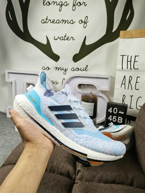 Adidas UltraBoost 21 "White Clear Blue" - Cloud White/Night Indigo/Clear Blue - GZ7120 Classic Running Shoes