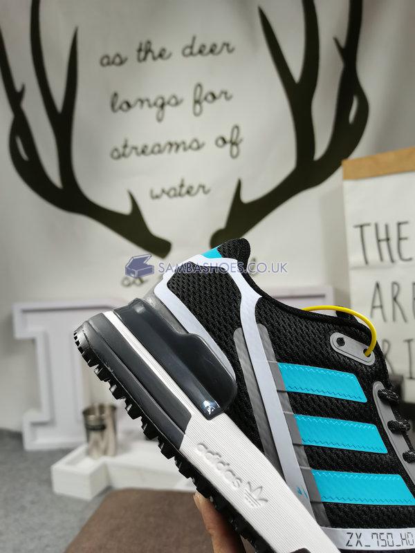 Adidas ZX 750 HD J "Bright Cyan" - Core Black/Bright Cyan/Grey Three - FV4609 Classic Originals Shoes