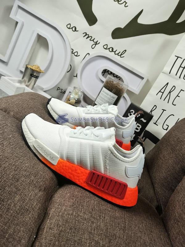 Adidas NMD_R1 J "Fading Glitch - White Solar Red" - Cloud White/Core Black/Solar Red - EF5860 Classic Originals Shoes