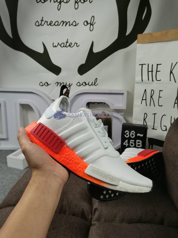 Adidas NMD_R1 J "Fading Glitch - White Solar Red" - Cloud White/Core Black/Solar Red - EF5860 Classic Originals Shoes