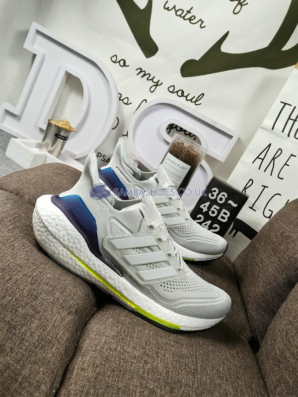 Adidas UltraBoost 21 "Crystal White" - Grey/Cloud White/Solar Yellow - FY0371 Classic Running Shoes