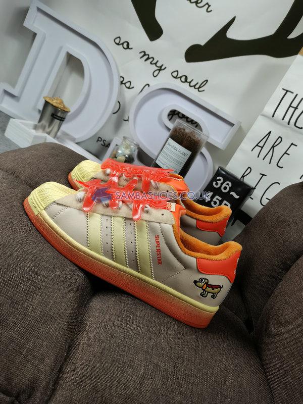 Melting Sadness x Adidas Superstar "Hotdog" - Ecru Tint/Easy Yellow/Super Orange - FZ5256 Classic Originals Shoes