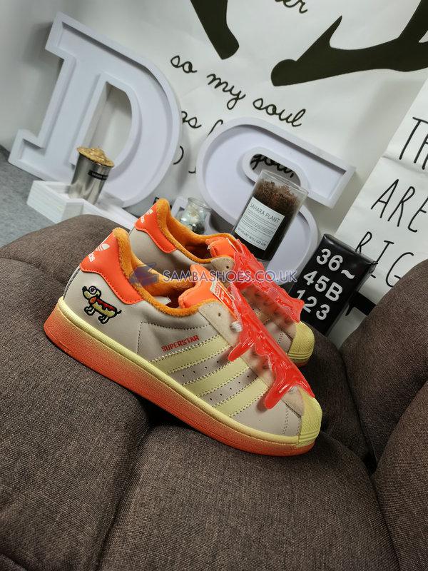 Melting Sadness x Adidas Superstar "Hotdog" - Ecru Tint/Easy Yellow/Super Orange - FZ5256 Classic Originals Shoes