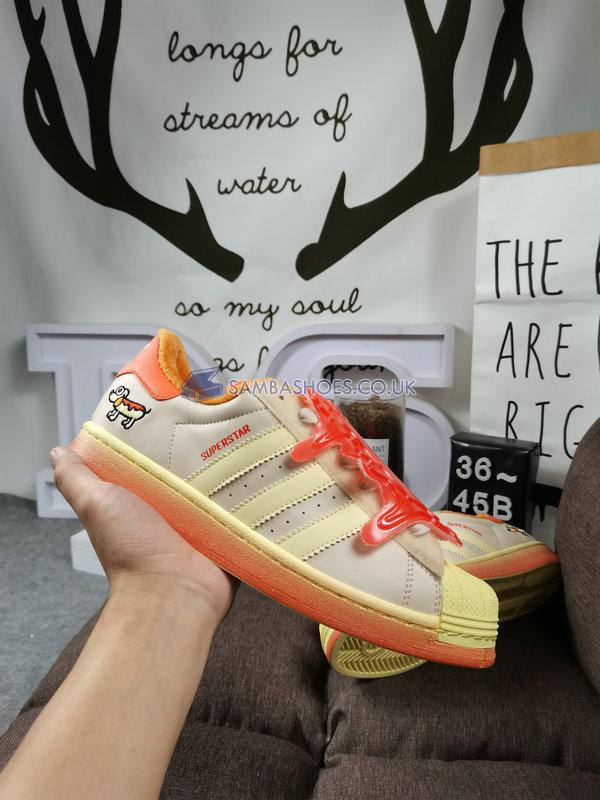 Melting Sadness x Adidas Superstar "Hotdog" - Ecru Tint/Easy Yellow/Super Orange - FZ5256 Classic Originals Shoes