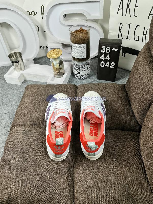 Adidas Superstar "Girls Are Awesome" - Cloud White/Icey Pink/Signal Coral - FW8087 Classic Originals Shoes