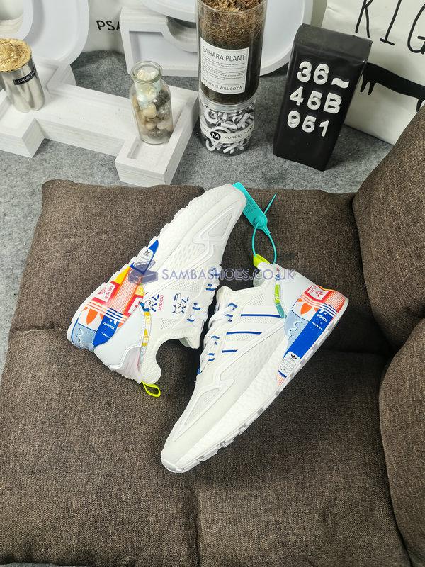 Adidas ZX 2K Boost "Multi-Color Logos" - Cloud White/Blue/Orange - GX2718 Classic Originals Shoes