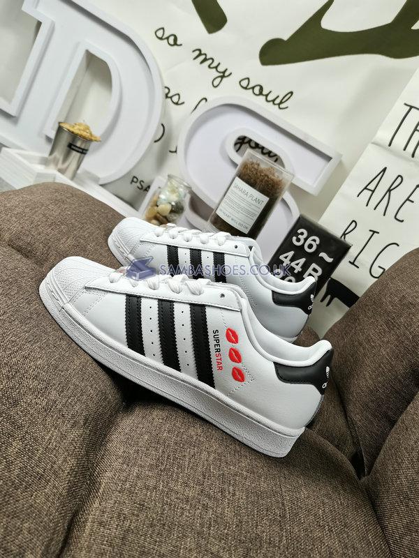 Adidas Superstar "Kiss" - Cloud White/Core Black/Solar Red - FY0258 Classic Originals Shoes