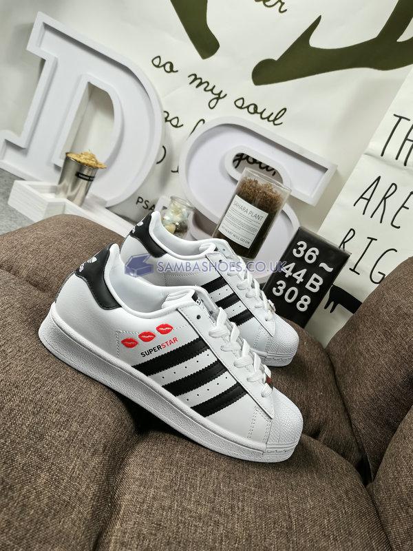 Adidas Superstar "Kiss" - Cloud White/Core Black/Solar Red - FY0258 Classic Originals Shoes