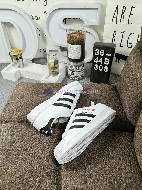 Adidas Superstar "Kiss" - Cloud White/Core Black/Solar Red - FY0258 Classic Originals Shoes