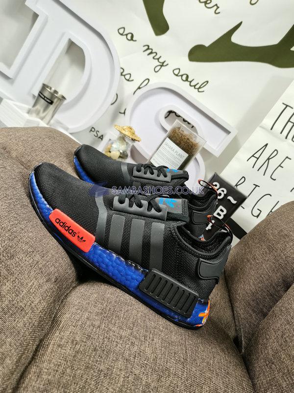 Adidas NMD_R1 J "Graffiti - Black Bluebird" - Core Black/Signal Coral/Blue Bird - FV8525 Classic Originals Shoes