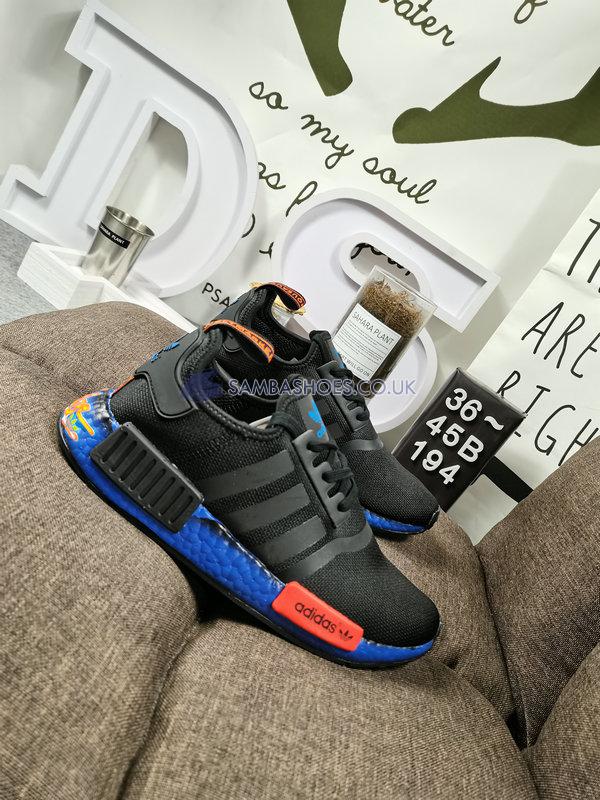 Adidas NMD_R1 J "Graffiti - Black Bluebird" - Core Black/Signal Coral/Blue Bird - FV8525 Classic Originals Shoes