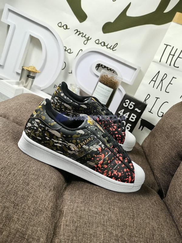 Adidas Superstar "Splashes, Splatter and Drips - Black" - Core Black/Core Black/Fox Orange - FX5538 Classic Originals Shoes