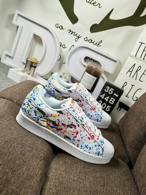 Adidas Superstar "Splashes, Splatter and Drips - White" - Cloud White/Cloud White/Gold Metallic - FX5537 Classic Originals Shoes