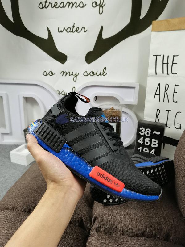 Adidas NMD_R1 J "Graffiti - Black Bluebird" - Core Black/Signal Coral/Blue Bird - FV8525 Classic Originals Shoes