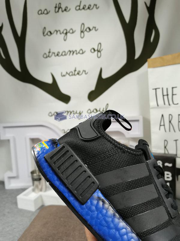 Adidas NMD_R1 J "Graffiti - Black Bluebird" - Core Black/Signal Coral/Blue Bird - FV8525 Classic Originals Shoes