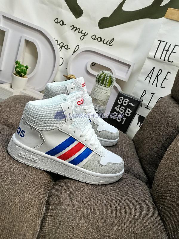 Adidas Hoops 2.0 Mid "White Blue Red" - Footwear White/Power Blue/Active Red - EE7382 Classic Neo Shoes