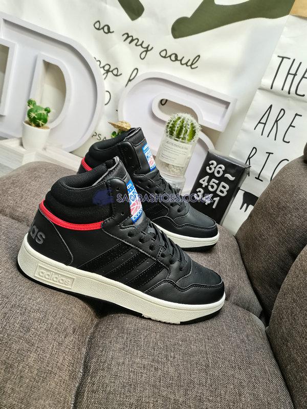 Adidas Hoops 3.0 Mid "Black Vivid Red" - Core Black/Carbon/Chalk White - GZ1344 Classic Neo Shoes