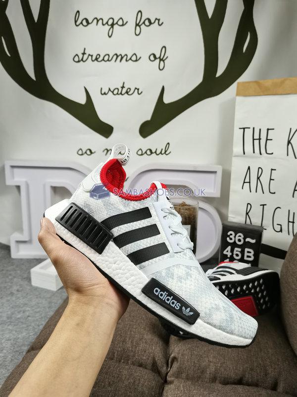 Adidas NMD_R1 STLT "White Black Scarlet" - Footwear White/Core Black/Scarlet - FV3874 Classic Originals Shoes