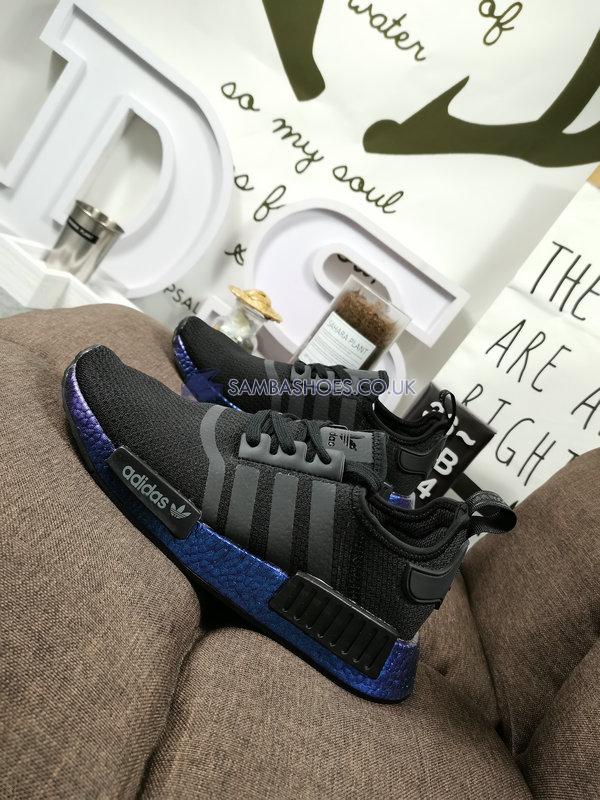 Adidas NMD_R1 "Metallic Blue Boost" - Core Black/Core Black/Carbon - FV3645 Classic Originals Shoes