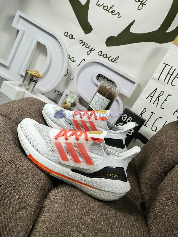 Adidas UltraBoost 21 "White Solar Red" - Cloud White/Solar Red/Gold Metallic - FZ1925 Classic Running Shoes