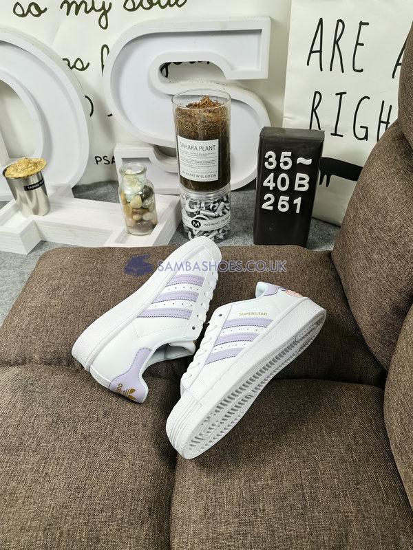 Adidas Wmns Superstar "White Purple Tint" - Cloud White/Purple Tint/Matte Gold - GZ8143 Classic Originals Shoes