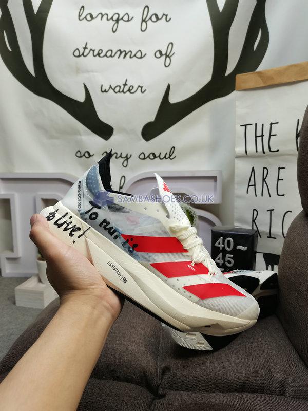 Adidas Adizero Adios Pro 3 "To run is to Live!" - Off White/Better Scarlet/Shadow Navy - GW7261 Classic Running Shoes