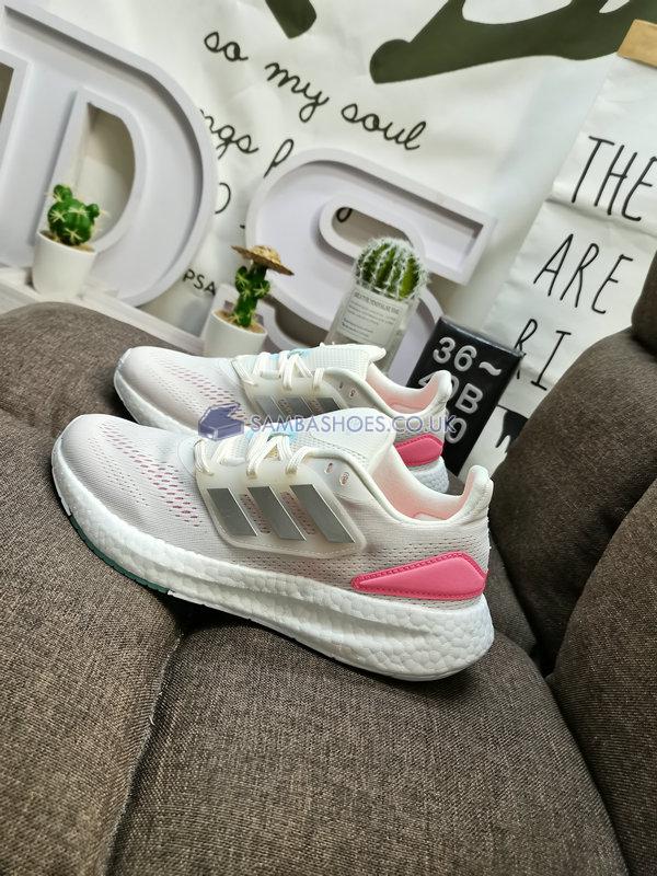 Adidas PureBoost 22 "White Beam Pink" - Cloud White/Silver Metallic/Beam Pink - HQ1457 Classic Running Shoes