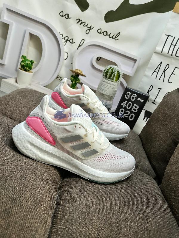 Adidas PureBoost 22 "White Beam Pink" - Cloud White/Silver Metallic/Beam Pink - HQ1457 Classic Running Shoes